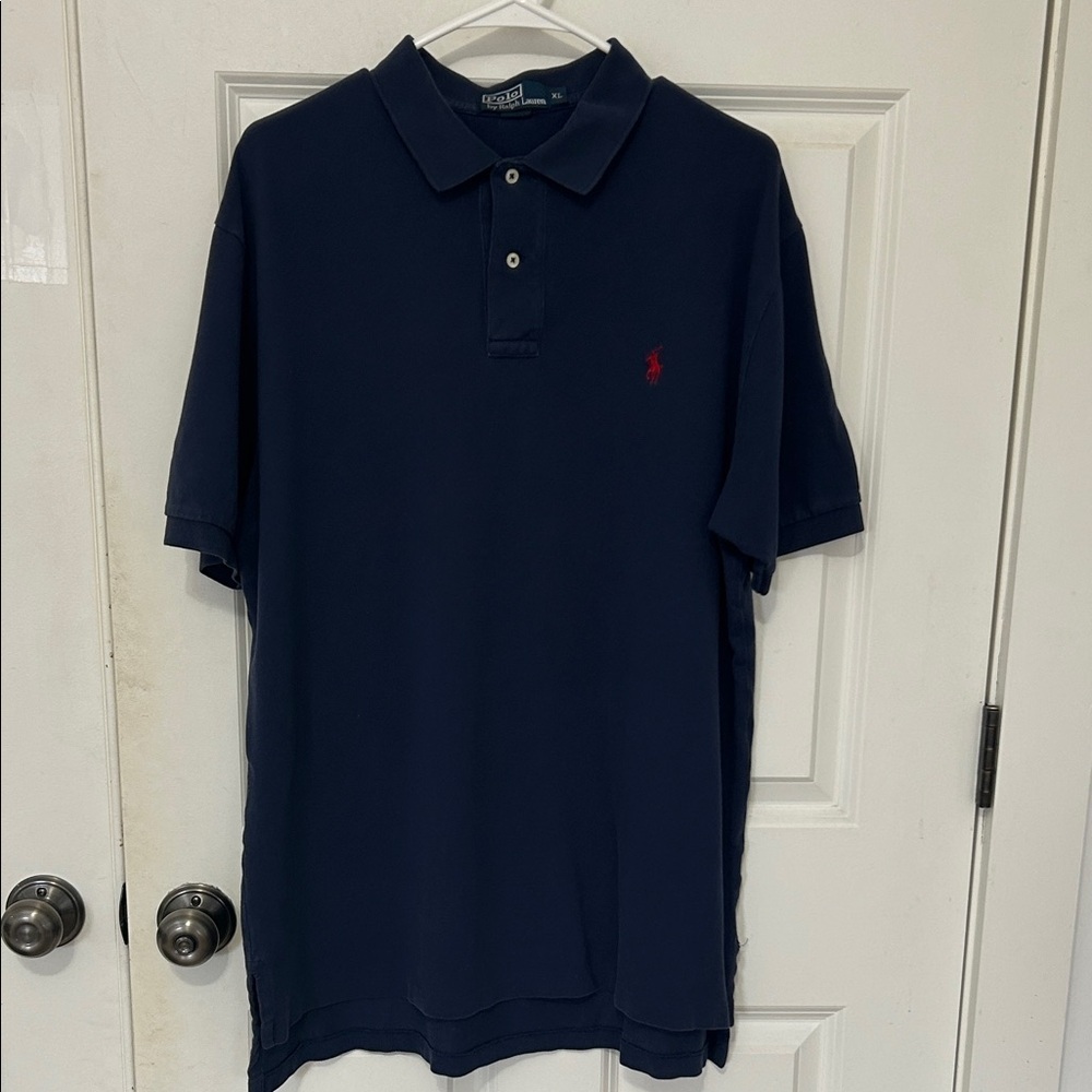 Ralph Lauren Men's Polo Shirt size XL navy blue short sleeve cotton red pony